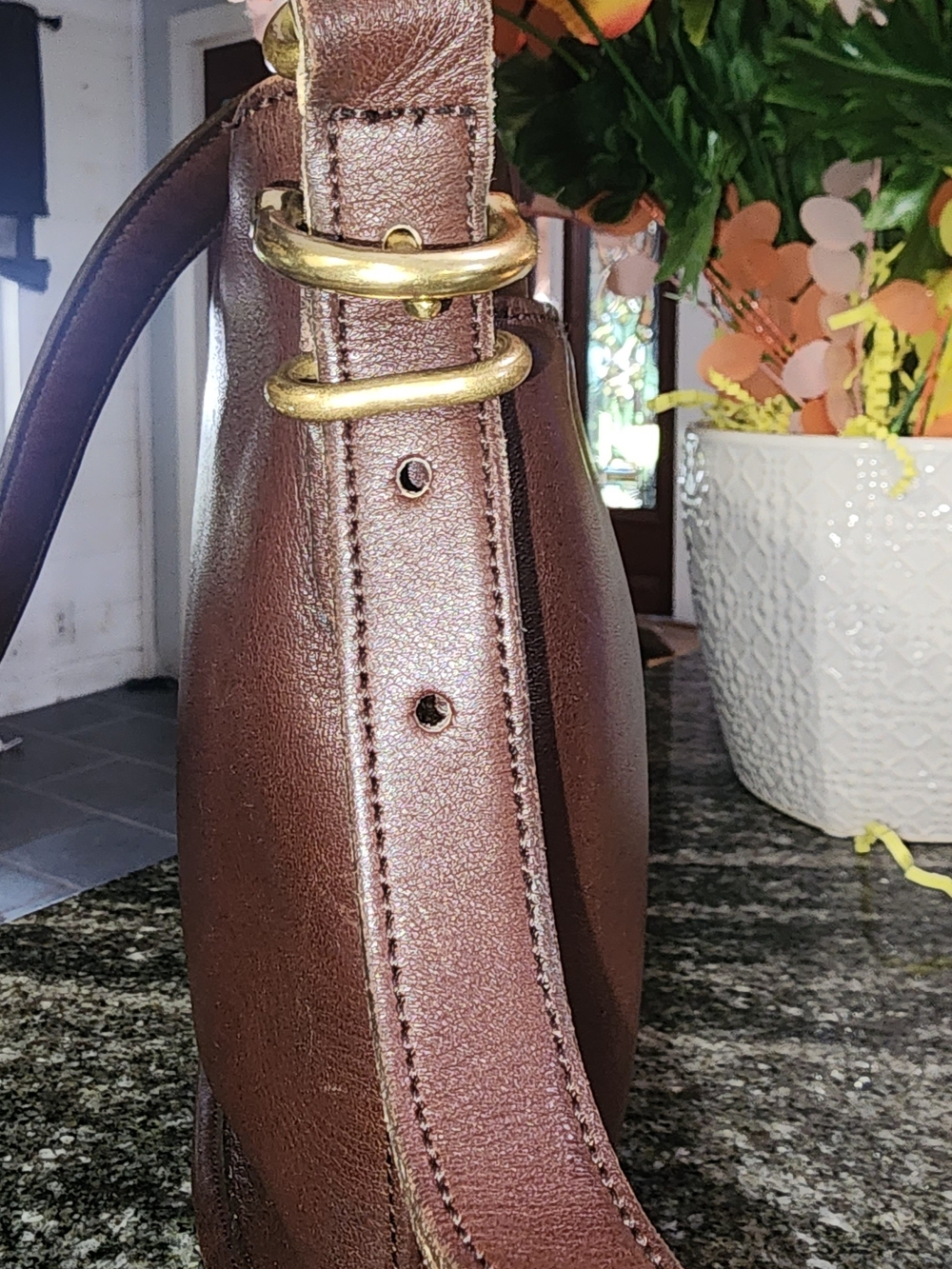Coach Vintage Equestrian Slim Brown Leather Crossbody Bag- 1998 - Picture 5 of 15
